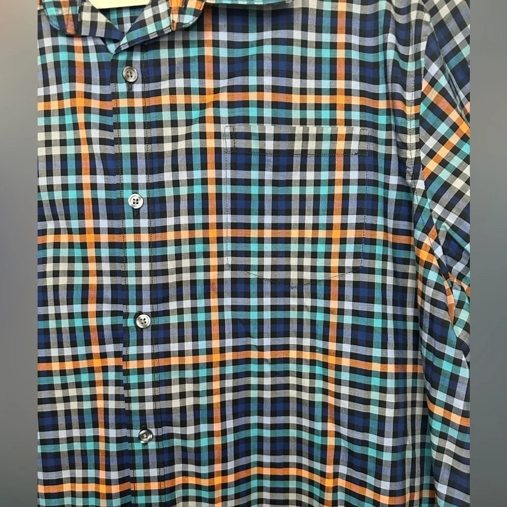 Claiborne Blue and Orange Casual Button Down Shirt - Picture 3 of 4